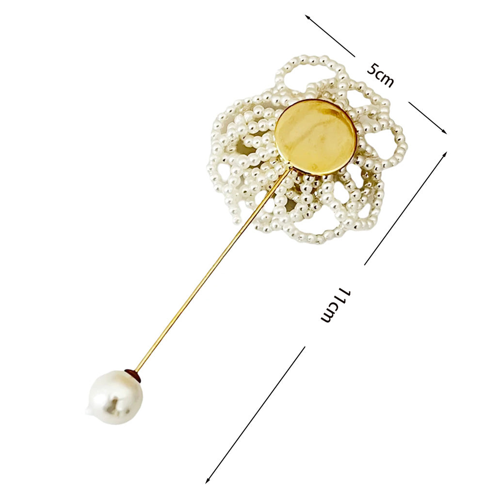 Vintage Handmade Pearl Flower Lapel Pin