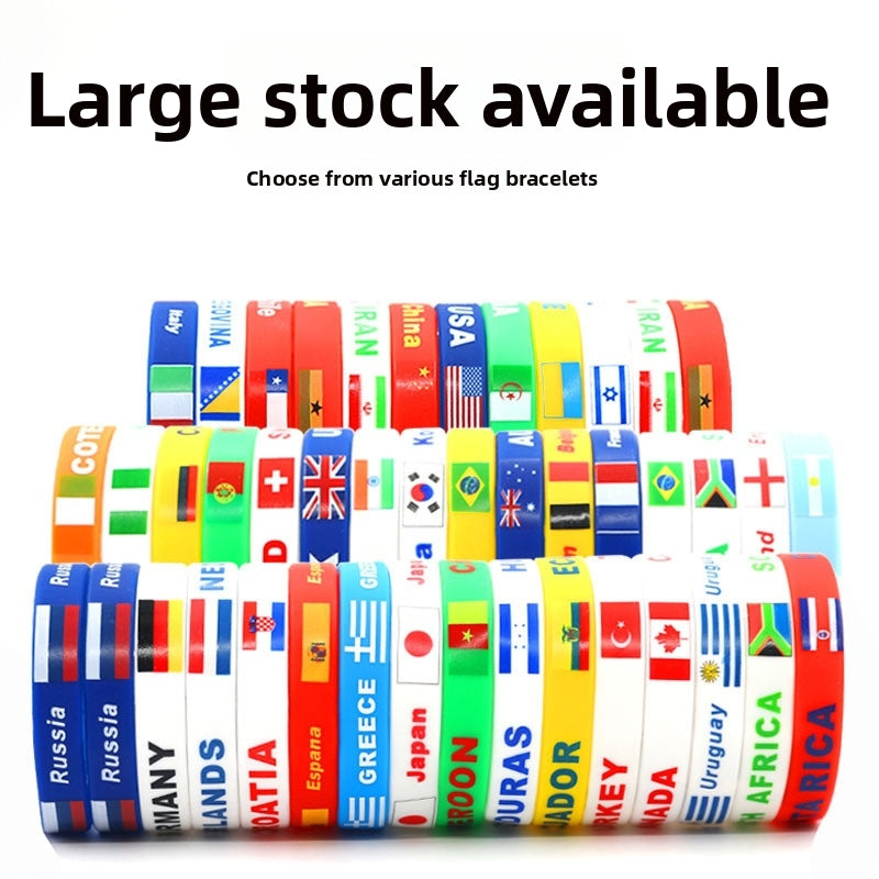 2026 Soccer Fan National Flag Silicone Bracelet USA Mexico Canada Cheering Wristband
