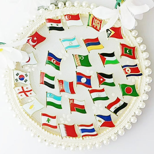Asian Country Waving Flag Lapel Pin | Single Sale National Flag Brooch Badge
