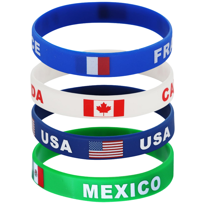 2026 Soccer Fan National Flag Silicone Bracelet USA Mexico Canada Cheering Wristband