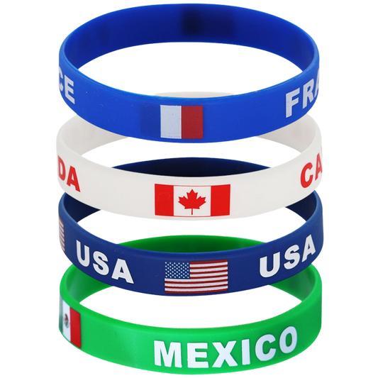 2026 Soccer Fan National Flag Silicone Bracelet USA Mexico Canada Cheering Wristband