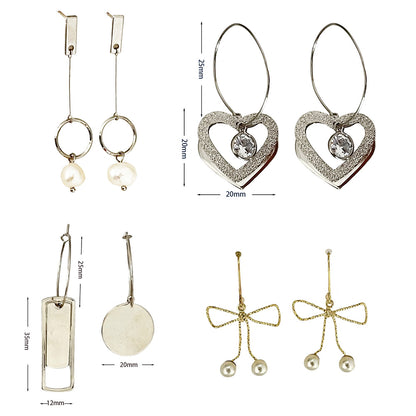 Geometric Star Moon Heart Dangle Earrings, Minimalist Metal Drop Earrings for Women Trendy Jewelry