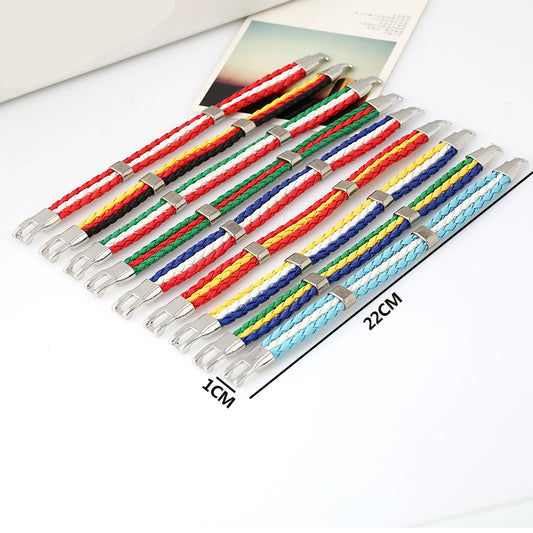 12 Piece A Pack-Fashion National Flag Color Bracelet Multi-Country Commemorative Edition Fan Bracelet Woven PU Leather Flag Sports Gifts