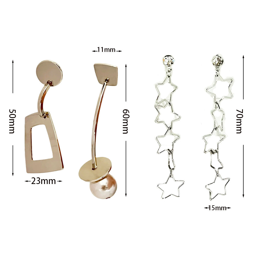 Geometric Star Moon Heart Dangle Earrings, Minimalist Metal Drop Earrings for Women Trendy Jewelry