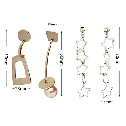 Geometric Star Moon Heart Dangle Earrings, Minimalist Metal Drop Earrings for Women Trendy Jewelry