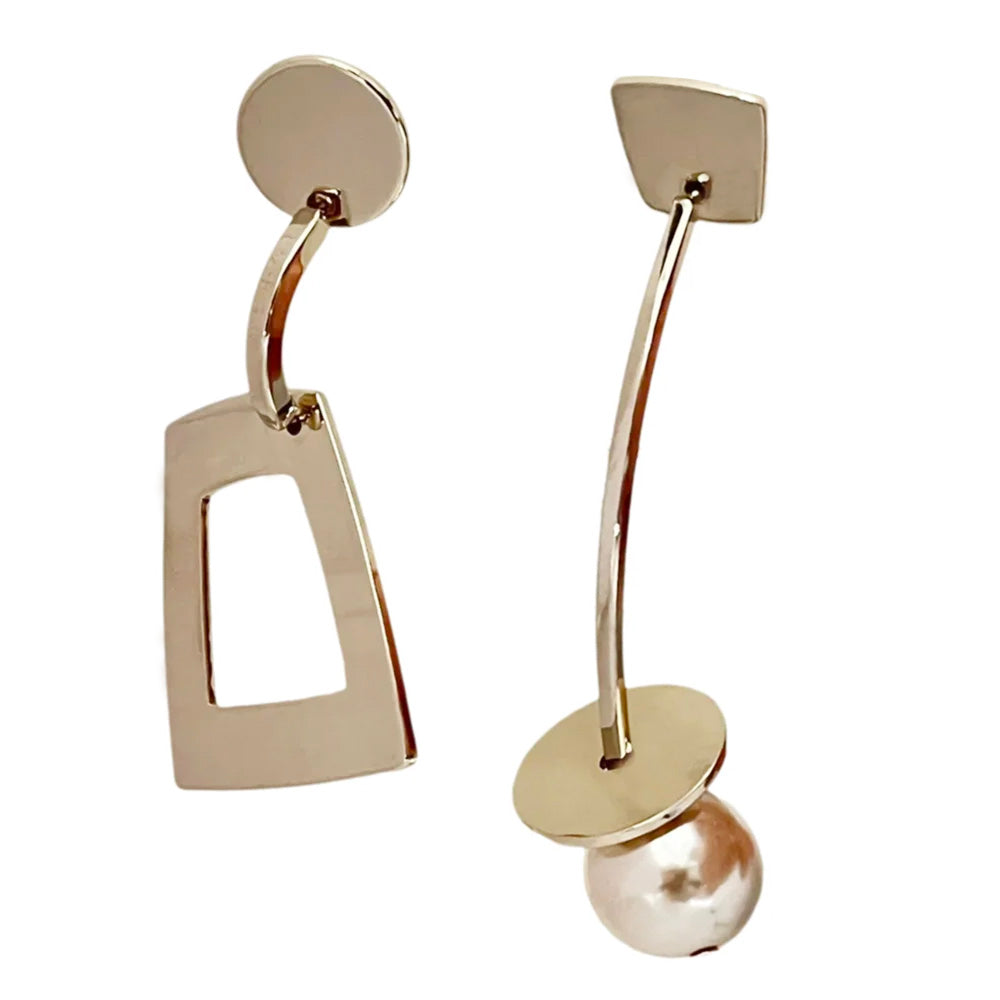 Geometric Star Moon Heart Dangle Earrings, Minimalist Metal Drop Earrings for Women Trendy Jewelry