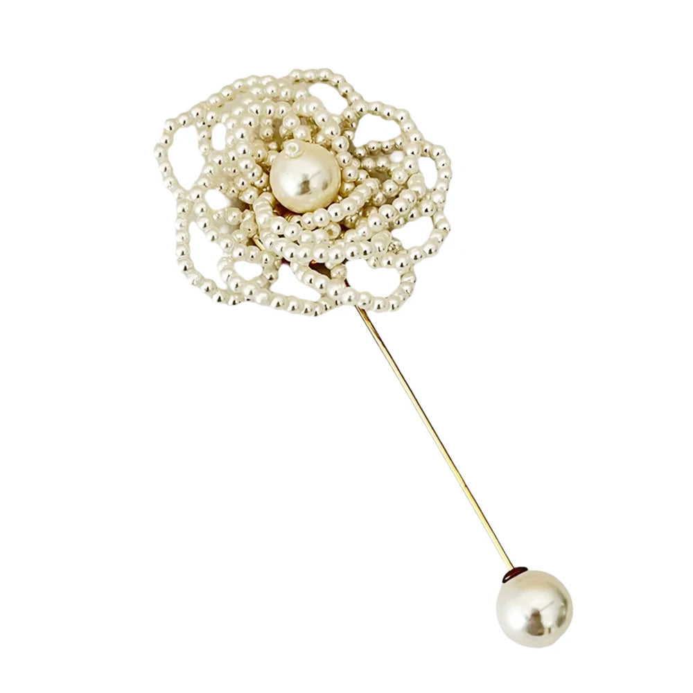 Vintage Handmade Pearl Flower Lapel Pin