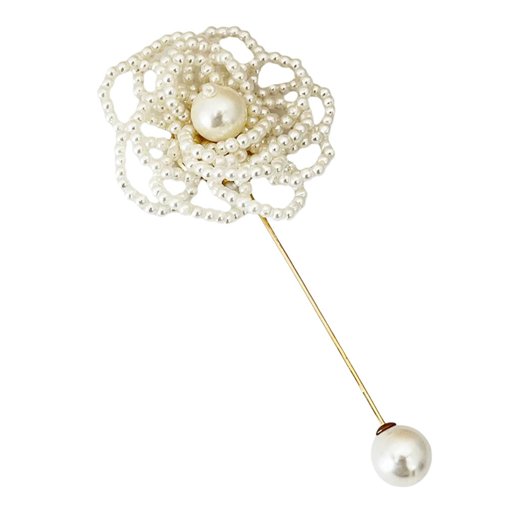 Vintage Handmade Pearl Flower Lapel Pin