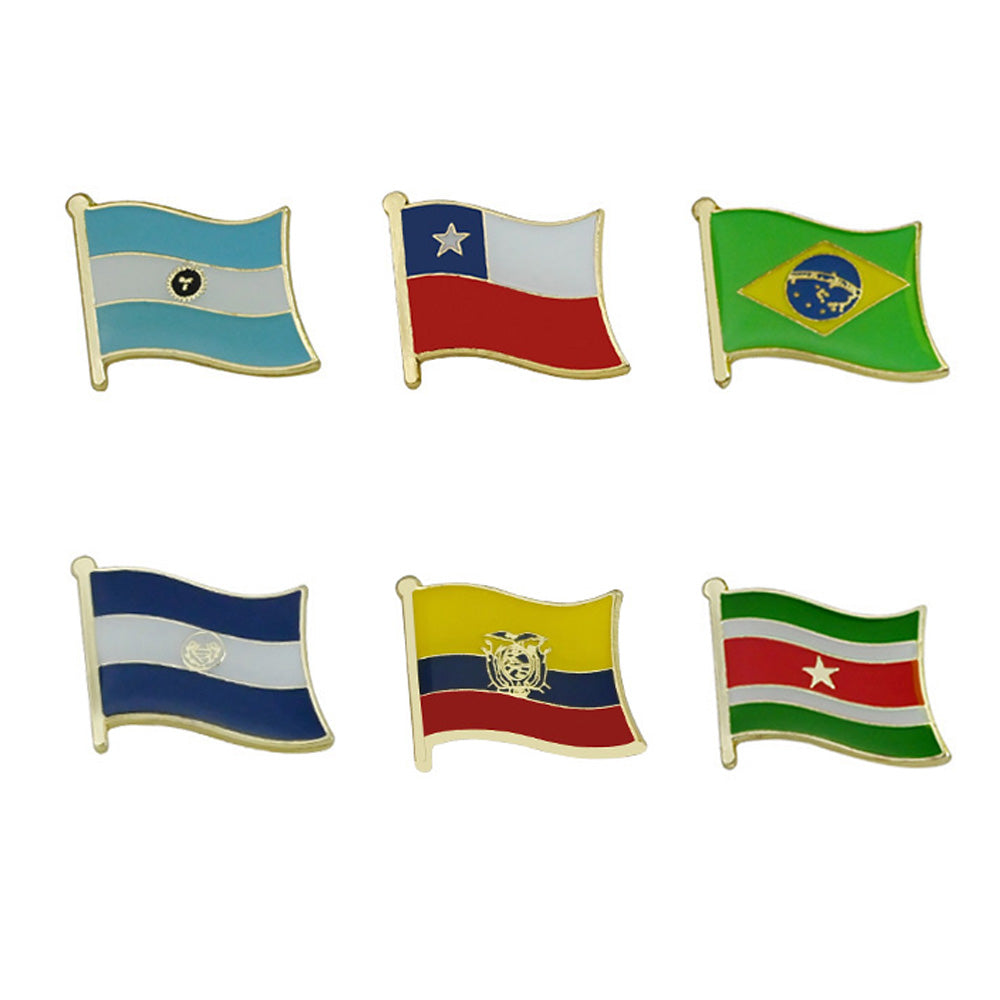 South America Country Flag Lapel Pin | 16mm Iron & Epoxy Metal Badge Brooch