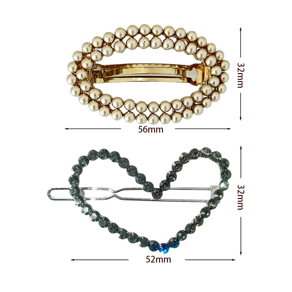 Elegant Rhinestone Pearl Hair Clips For Women