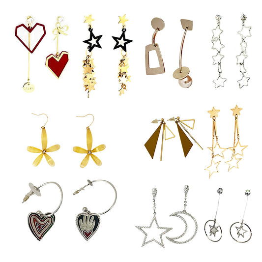 Geometric Star Moon Heart Dangle Earrings, Minimalist Metal Drop Earrings for Women Trendy Jewelry