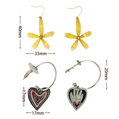 Geometric Star Moon Heart Dangle Earrings, Minimalist Metal Drop Earrings for Women Trendy Jewelry
