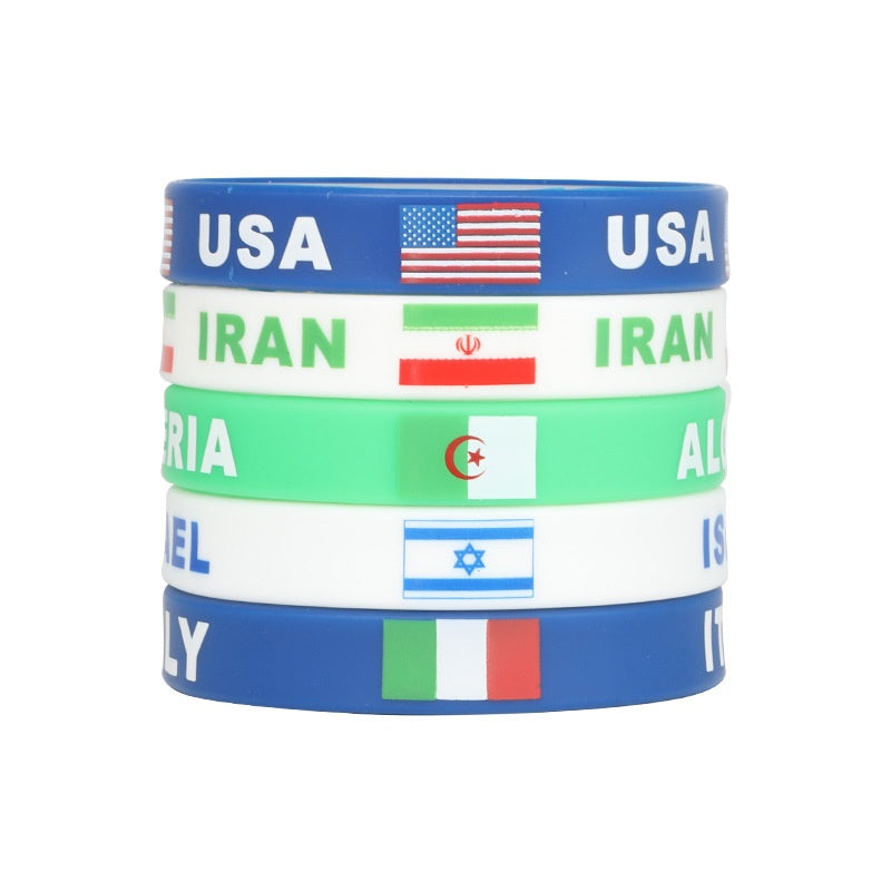 2026 Soccer Fan National Flag Silicone Bracelet USA Mexico Canada Cheering Wristband