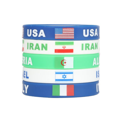 2026 Soccer Fan National Flag Silicone Bracelet USA Mexico Canada Cheering Wristband