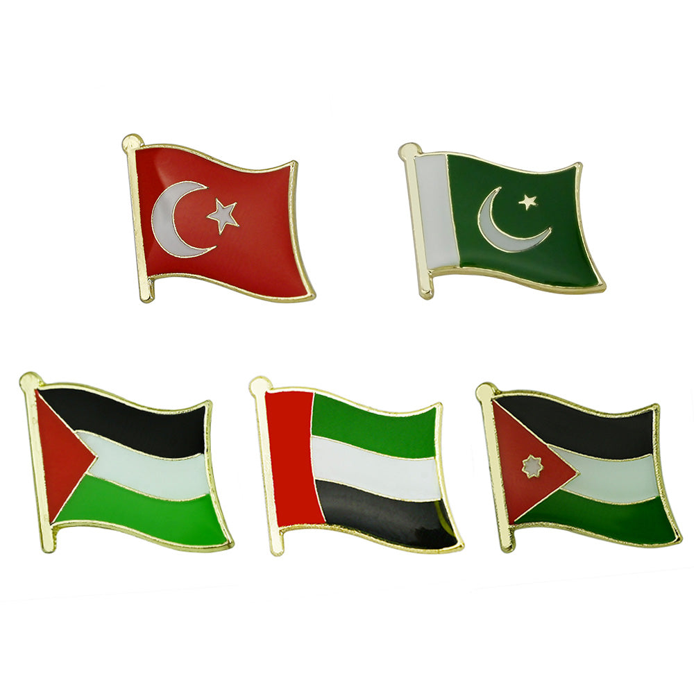 Middle Eastern Flag Lapel Pin | 16mm Metal Badge | Saudi & Persian Heritage Brooch