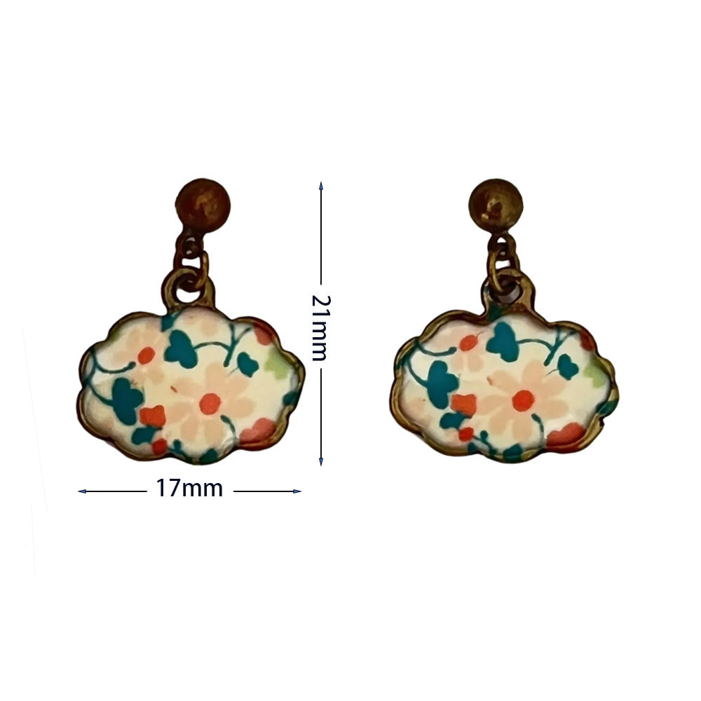 Vintage Enamel Dangle Earrings Bohemian Skull Frog Peacock Flower Cartoon Car Drop Earring Set Women Halloween Jewelry Gift