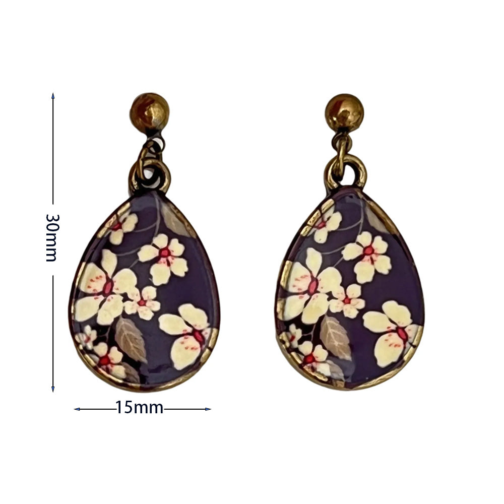 Vintage Enamel Dangle Earrings Bohemian Skull Frog Peacock Flower Cartoon Car Drop Earring Set Women Halloween Jewelry Gift