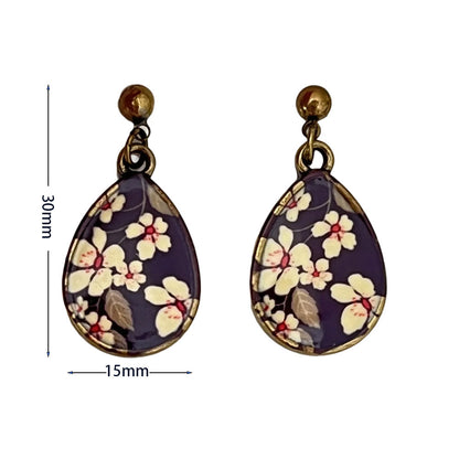 Vintage Enamel Dangle Earrings Bohemian Skull Frog Peacock Flower Cartoon Car Drop Earring Set Women Halloween Jewelry Gift