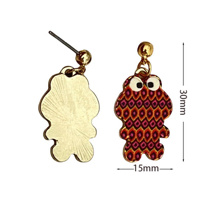 Vintage Enamel Dangle Earrings Bohemian Skull Frog Peacock Flower Cartoon Car Drop Earring Set Women Halloween Jewelry Gift