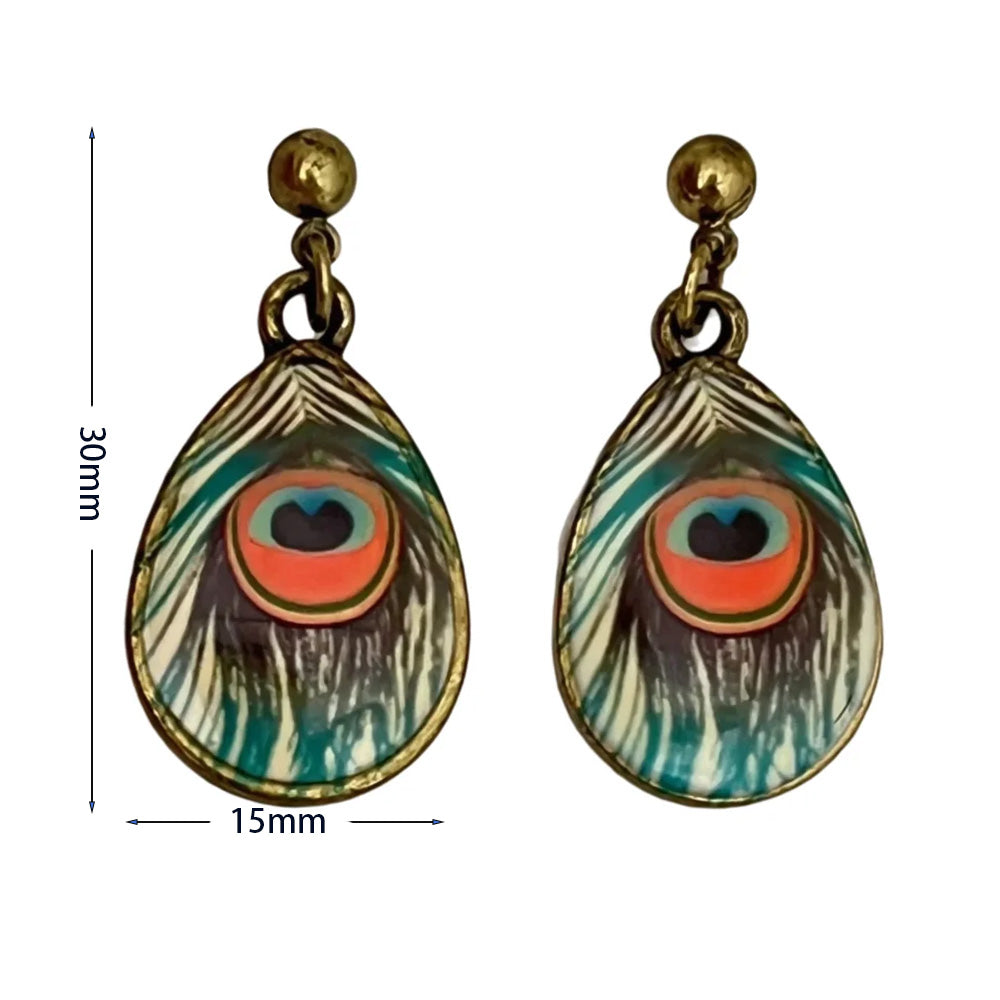 Vintage Enamel Dangle Earrings Bohemian Skull Frog Peacock Flower Cartoon Car Drop Earring Set Women Halloween Jewelry Gift