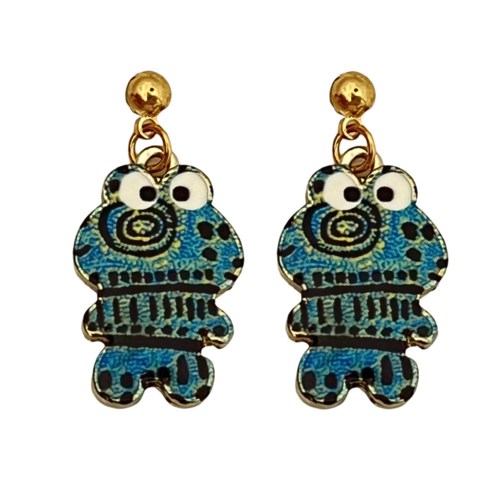 Vintage Enamel Dangle Earrings Bohemian Skull Frog Peacock Flower Cartoon Car Drop Earring Set Women Halloween Jewelry Gift