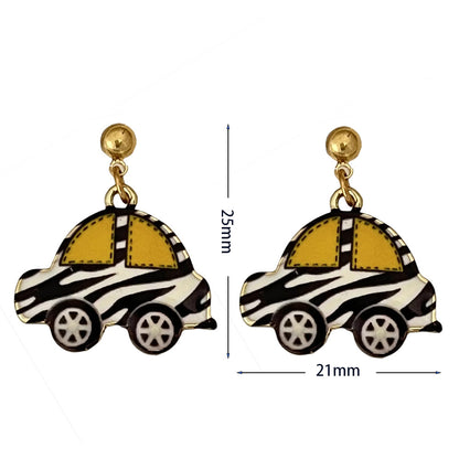 Vintage Enamel Dangle Earrings Bohemian Skull Frog Peacock Flower Cartoon Car Drop Earring Set Women Halloween Jewelry Gift