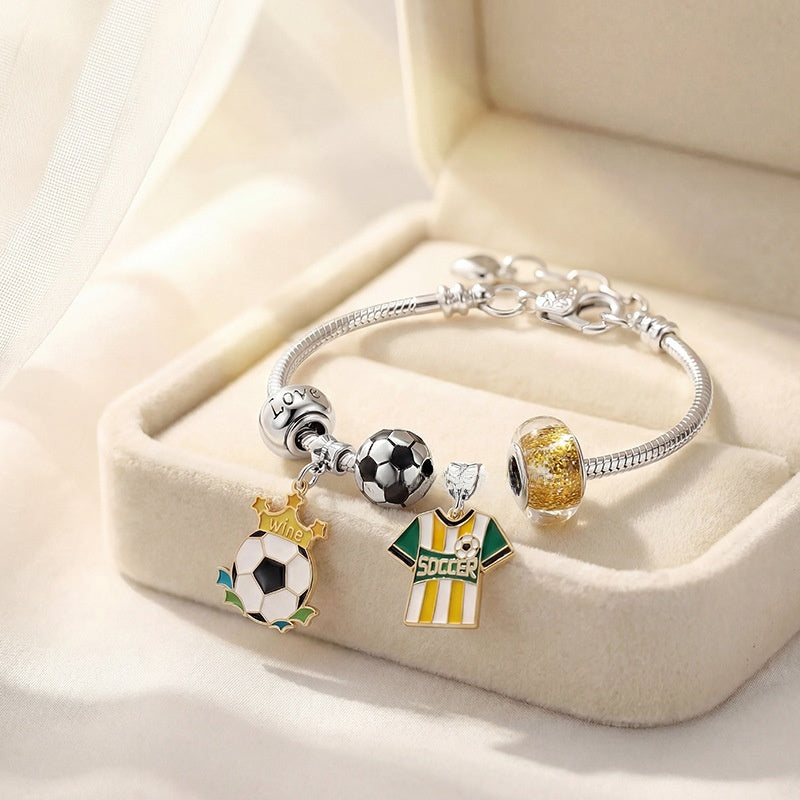 7 Piece A Pack Football bracelet, World Cup champion jewelry, football element, alloy, oil dripping bracelet, commemorative gift