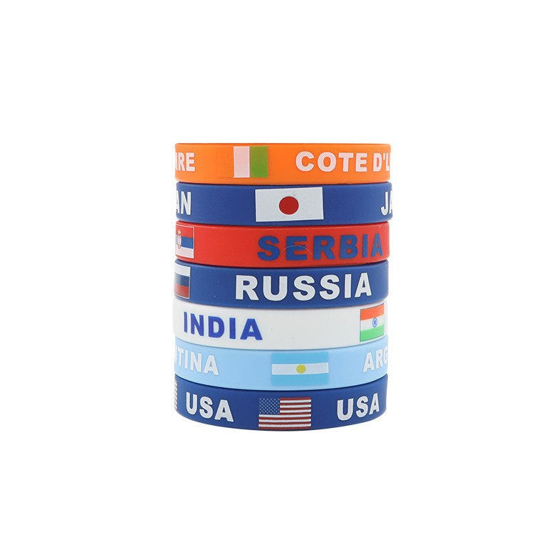 2026 Soccer Fan National Flag Silicone Bracelet USA Mexico Canada Cheering Wristband