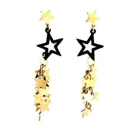Geometric Star Moon Heart Dangle Earrings, Minimalist Metal Drop Earrings for Women Trendy Jewelry