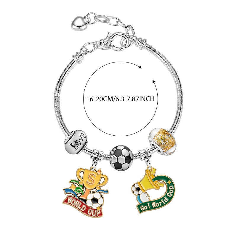 7 Piece A Pack Football bracelet, World Cup champion jewelry, football element, alloy, oil dripping bracelet, commemorative gift