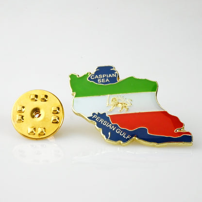 Caspian Sea Lapel Pin Metal Badge Brooch, 2 x 3.2 cm,Paints with Flag of Iran for Men and Women