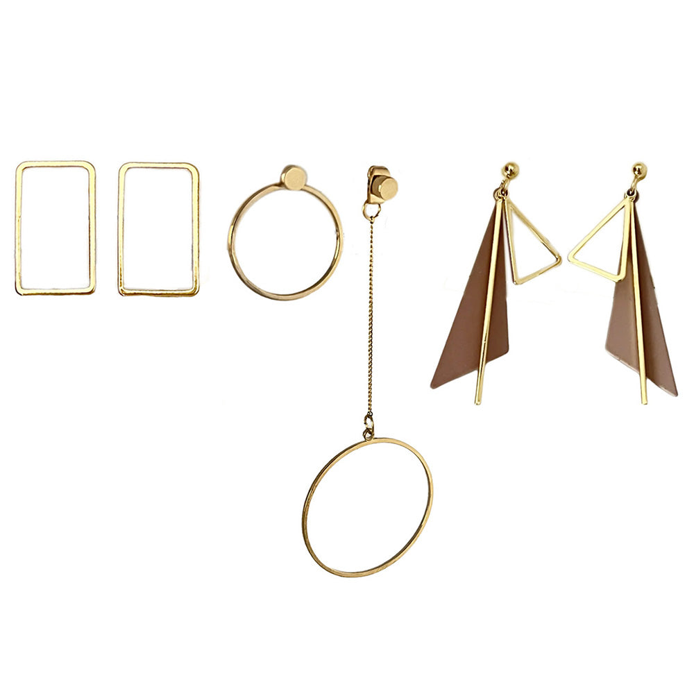 Geometric Star Moon Heart Dangle Earrings, Minimalist Metal Drop Earrings for Women Trendy Jewelry