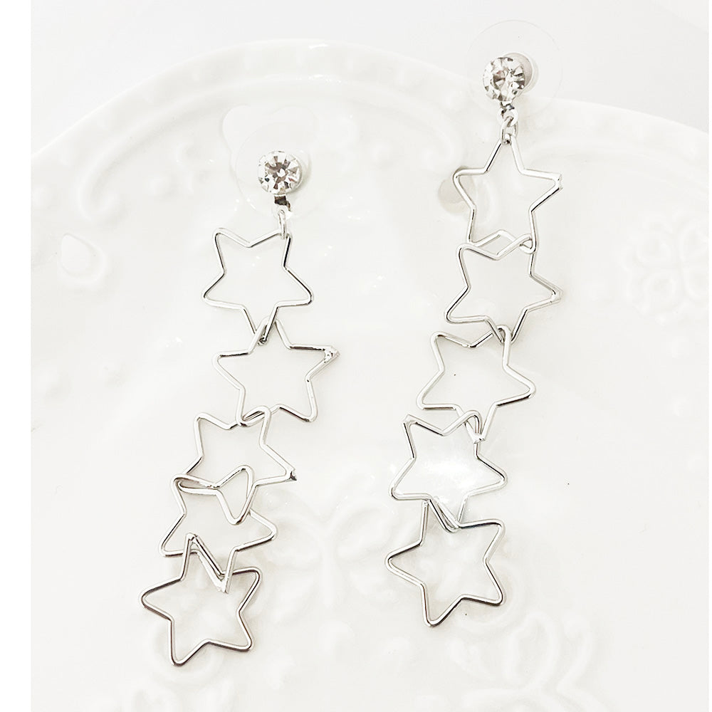 Geometric Star Moon Heart Dangle Earrings, Minimalist Metal Drop Earrings for Women Trendy Jewelry