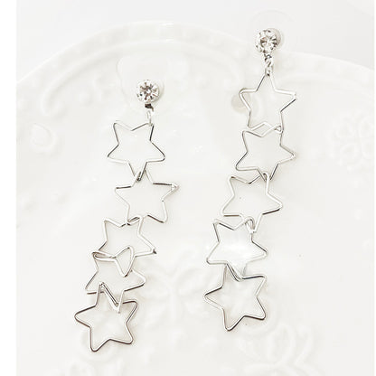 Geometric Star Moon Heart Dangle Earrings, Minimalist Metal Drop Earrings for Women Trendy Jewelry