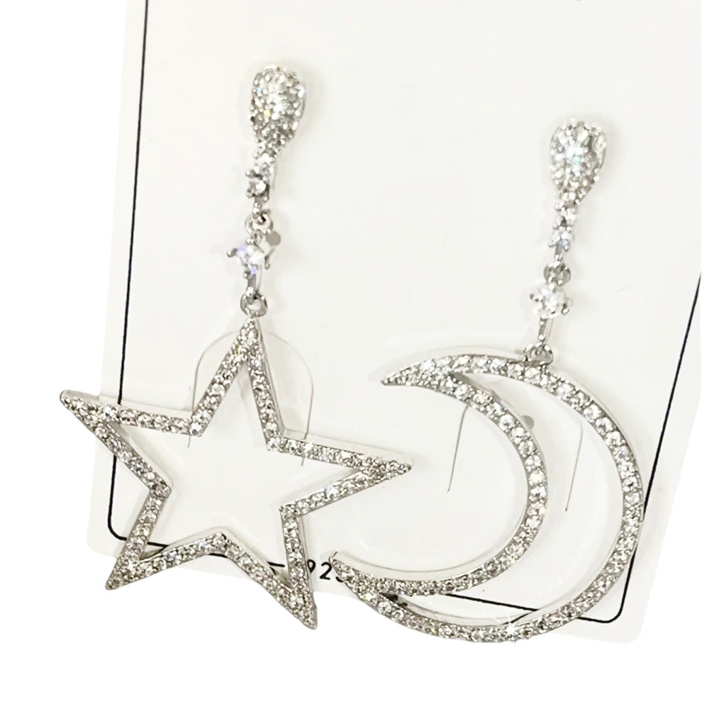 Geometric Star Moon Heart Dangle Earrings, Minimalist Metal Drop Earrings for Women Trendy Jewelry