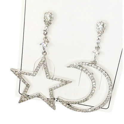 Geometric Star Moon Heart Dangle Earrings, Minimalist Metal Drop Earrings for Women Trendy Jewelry
