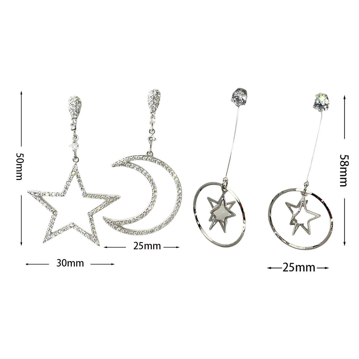 Geometric Star Moon Heart Dangle Earrings, Minimalist Metal Drop Earrings for Women Trendy Jewelry