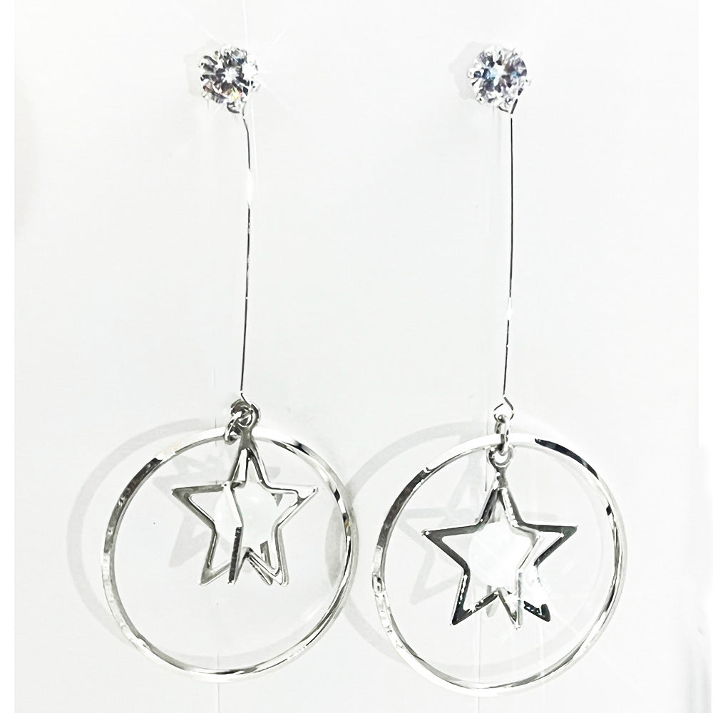Geometric Star Moon Heart Dangle Earrings, Minimalist Metal Drop Earrings for Women Trendy Jewelry