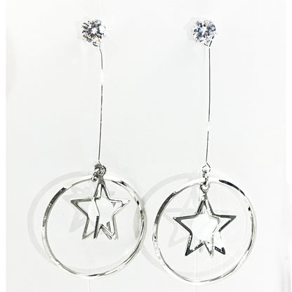 Geometric Star Moon Heart Dangle Earrings, Minimalist Metal Drop Earrings for Women Trendy Jewelry