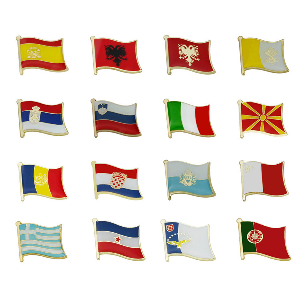 EU Member State Flag Enamel Pin Collection - European Union Country Lapel Pins | Gold-Plated Brooch for Bags & Jackets