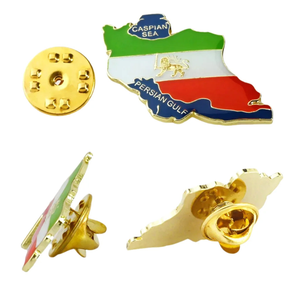 Caspian Sea Lapel Pin Metal Badge Brooch, 2 x 3.2 cm, Pack of 10, Paints with Flag of Iran for Men and Women