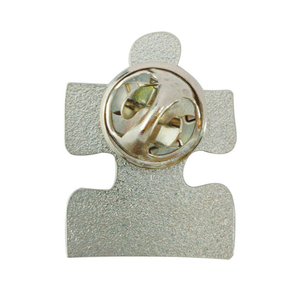 Autism Awareness Puzzle Enamel Lapel Pin - Multi-Color Ribbon, Heart & Puzzle Brooch