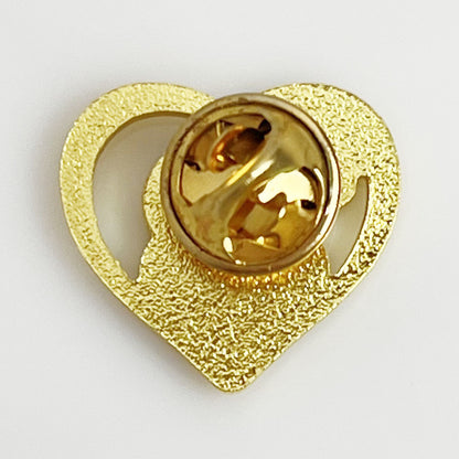 Heart-Shaped Poppy Lapel Pin, Gold-Tone,Trans Paints Red Floral Design, 22mm x 20 mm