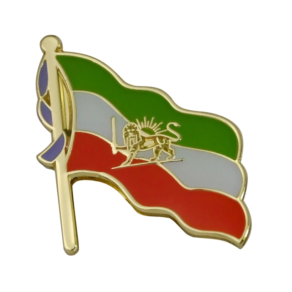 20mm Iran Lion Flag Lapel Pin, Metal Badge Brooch,Butterfly Button-12 Piece A Pack