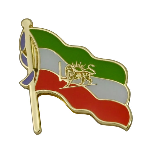 20mm Iran Lion Flag Lapel Pin, Metal Badge Brooch,Butterfly Button-12 Piece A Pack