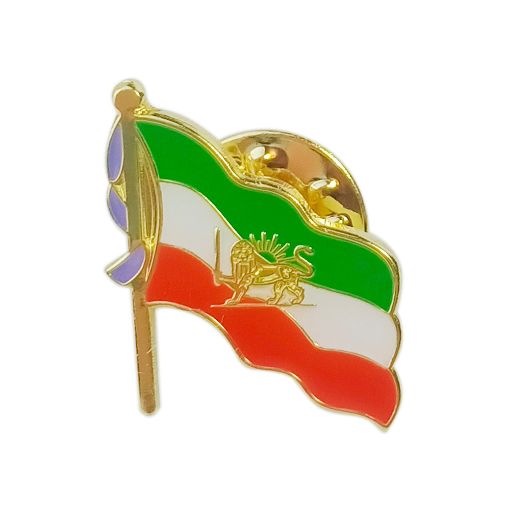 20mm Iran Lion Flag Lapel Pin, Metal Badge Brooch,Butterfly Button-12 Piece A Pack