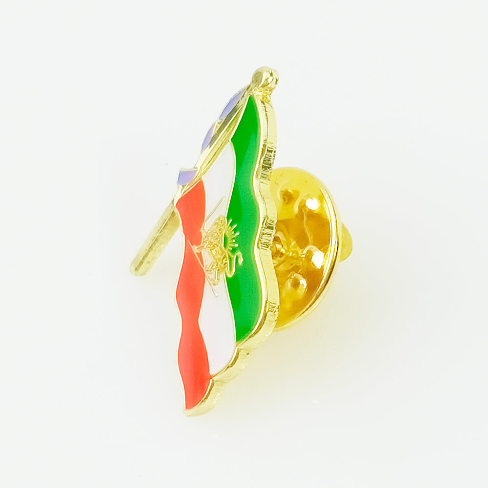 20mm Iran Lion Flag Lapel Pin, Metal Badge Brooch,Butterfly Button-12 Piece A Pack
