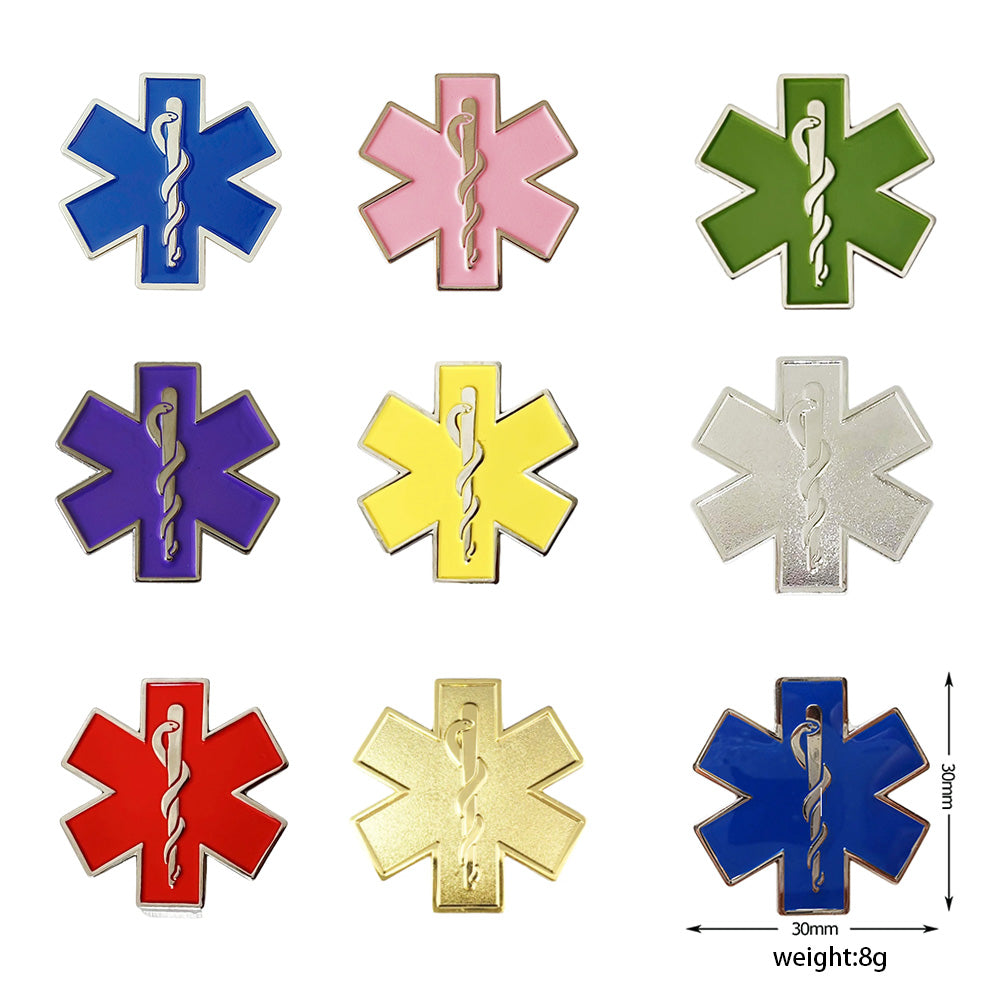 Star of Life EMS Enamel Lapel Pin - Multi-Color Medical Badge for Paramedics, EMTs & Nurses