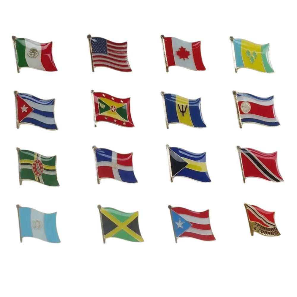North America & Caribbean Flag Lapel Pin | 16mm Metal Country Badge Brooch