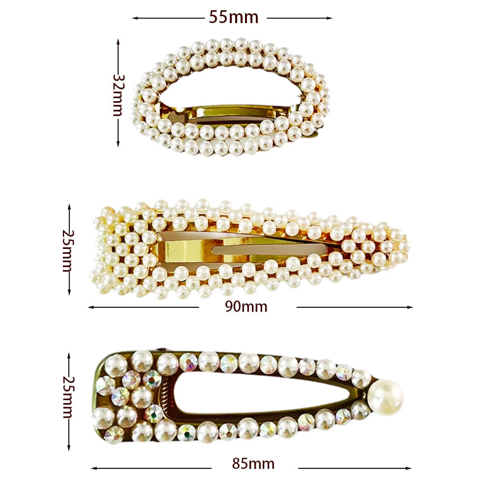 Elegant Rhinestone Pearl Hair Clips For Women